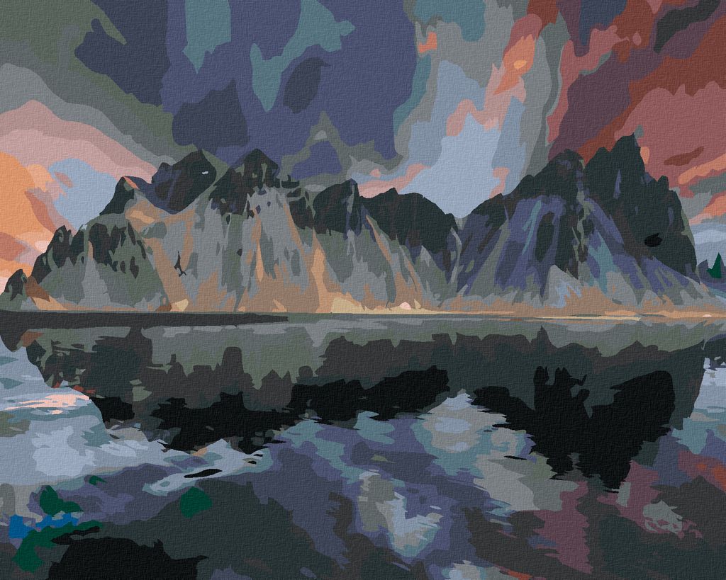 Zuty - Malen nach Zahlen - BERG VESTRAHORN IN ISLAND, 40x50 cm, ohne Keilrahmen