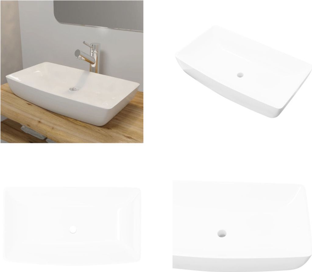 Keramik Waschtisch Waschbecken Rechteckig Weiß 71 x 39 cm - Waschtisch - Waschbecken - Keramikspülen - Waschlpatz