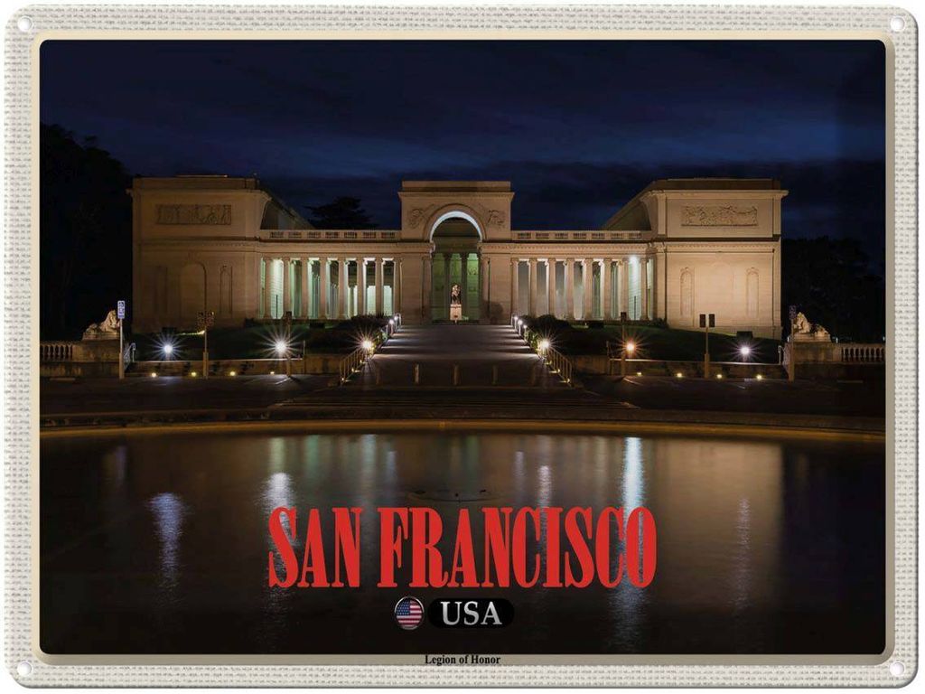 vianmo Blechschild 30x40 cm San Francisco Reisen USA Legion of Honor Museum Bildmotiv Reisemotiv Abenteuer