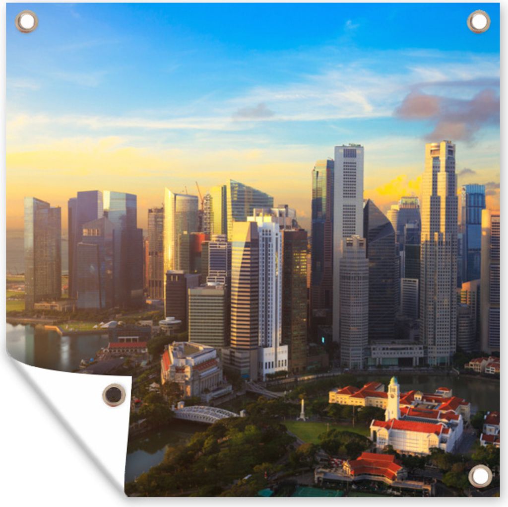 MuchoWow 100x100 cm Outdoor-Poster Gartendeko Sichtschutz Garten Poster für den Garten Singapur - Asien - Gelb