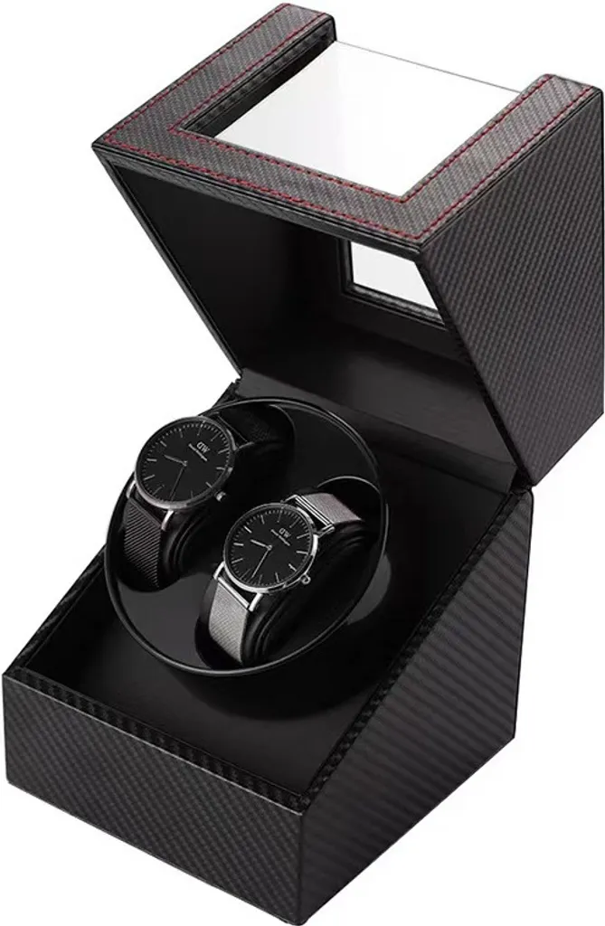 Remontoir montre double INF rotatif automatique avec écrin de luxe noir