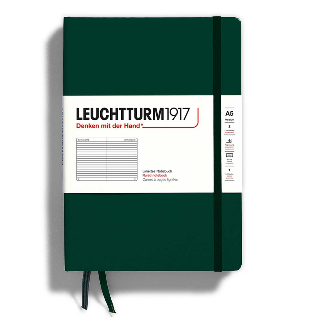 Leuchtturm 367256, Einfarbig, Grün, A5, 251 Blätter, 80 g/m², Liniertes Papier