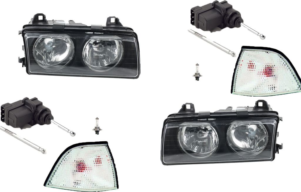 Johns, Scheinwerfer passend für BMW 3er E36 94-04/99 + H7 Links Rechts + LWR m. Blinker 67168353887 63128363495 8363495 63128363496 8363496 821994...