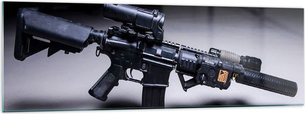 Bilder auf glas - Gewehr Armee - 160x50cm - Glasbilder - Wandbilder - Kunstdruck - zum Aufhängen bereit - Wanddekoration aus Glas - Glas Bilder - ...