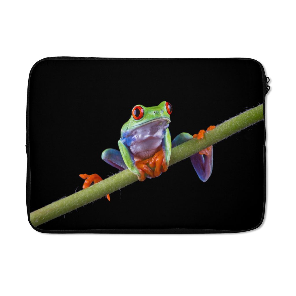 MuchoWow Laptop Hülle 14 ZollFrosch - Pflanze - Schwarz Laptoptasche - Laptoptasche - Stoßsicher - Schutzhaube