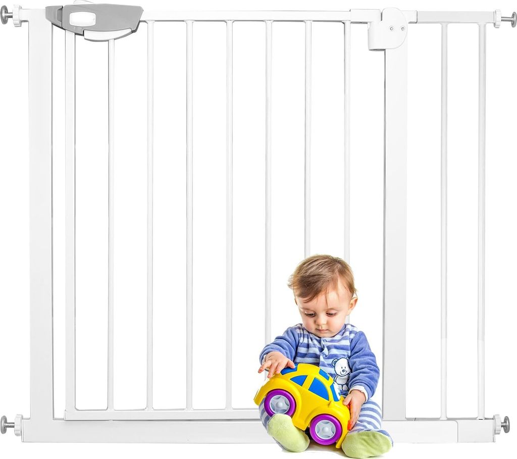 Türschutzgitter Treppenschutzgitter ohne Bohren, Türgitter Baby Absperrgitter, Kindersicherung Treppe Schutzgitter für Kinder und Hunde, Auto-Cl...