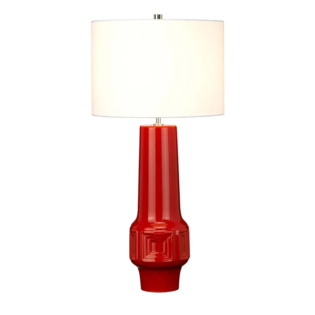 Lampe de table Muswell Elstead rouge et blanche en céramique E27 75cm