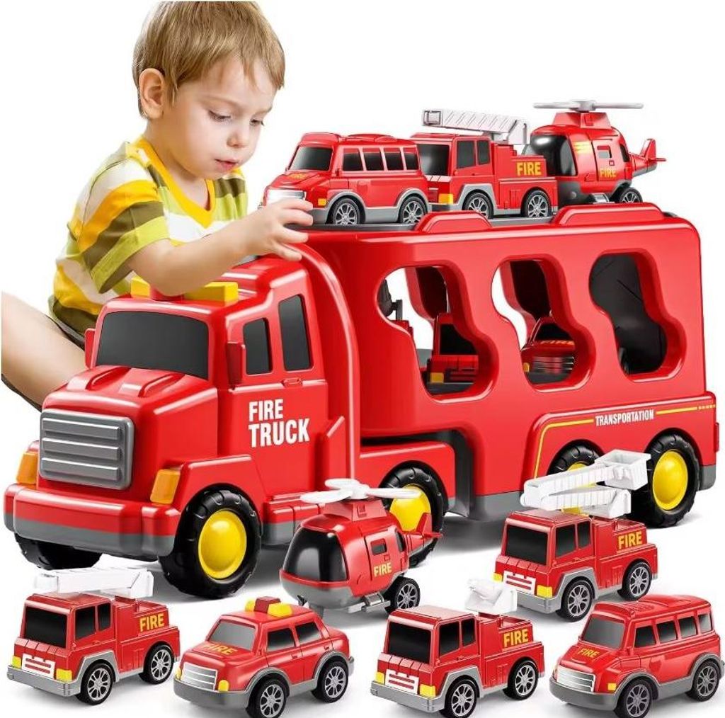 Grosses Feuerwehrauto Mit Motorisierten Autos, Produktbild 