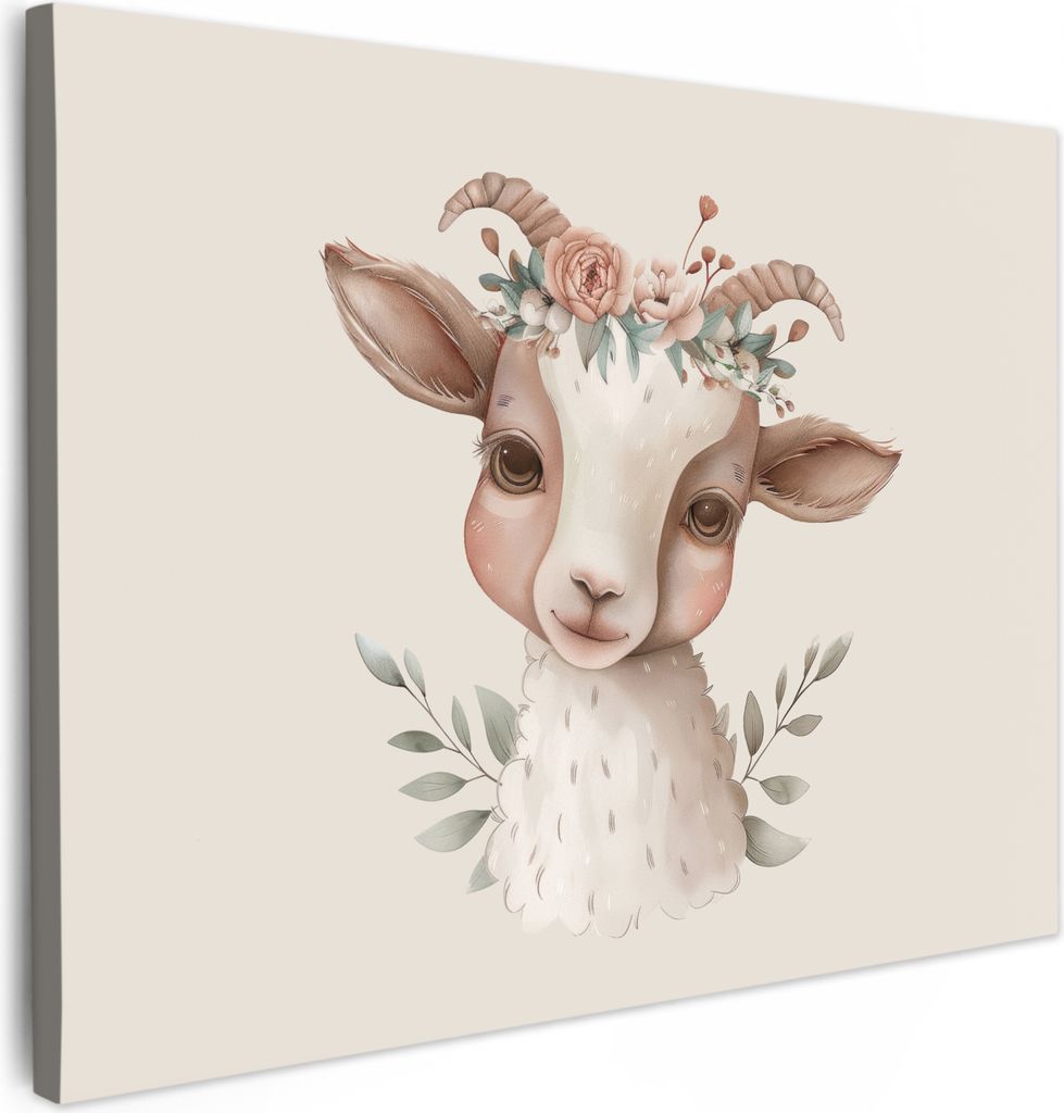 Wanddeko 70x50 cm - Kinder Bohemian - Ziege - Boho, Wandbilder, Wanddeko Wohnzimmer, Bild