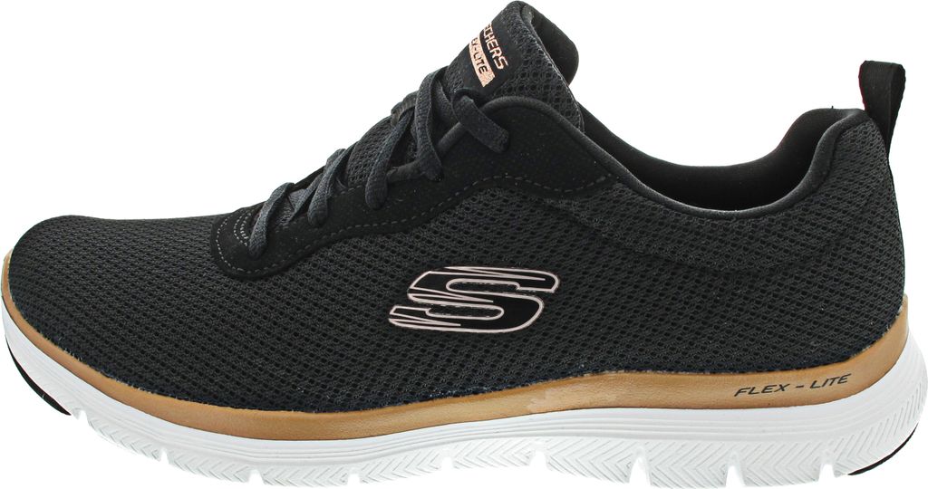 Skechers Flex Appeal 4.0 sportlicher Schnürer Schwarz Produktbild 