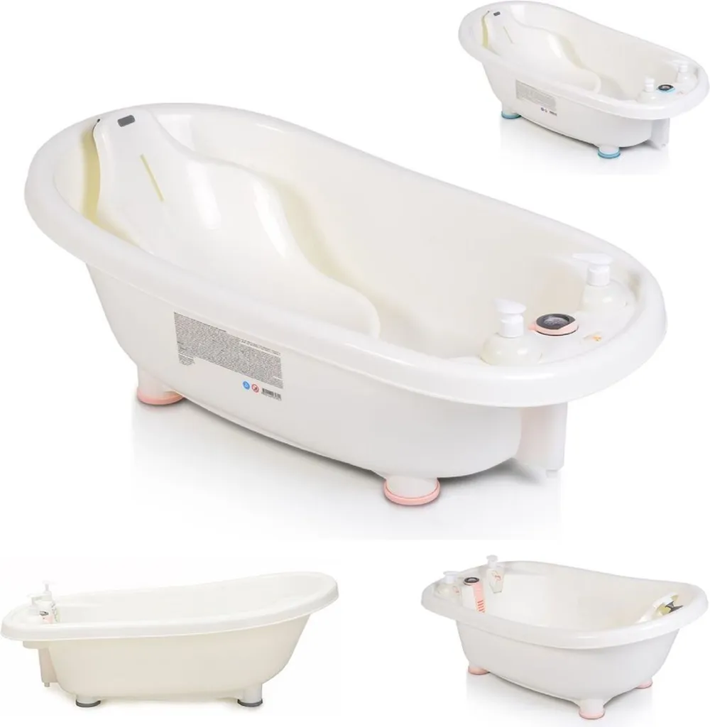 Baignoire bébé Bubble ergonomique avec thermomètre et siège rose doux