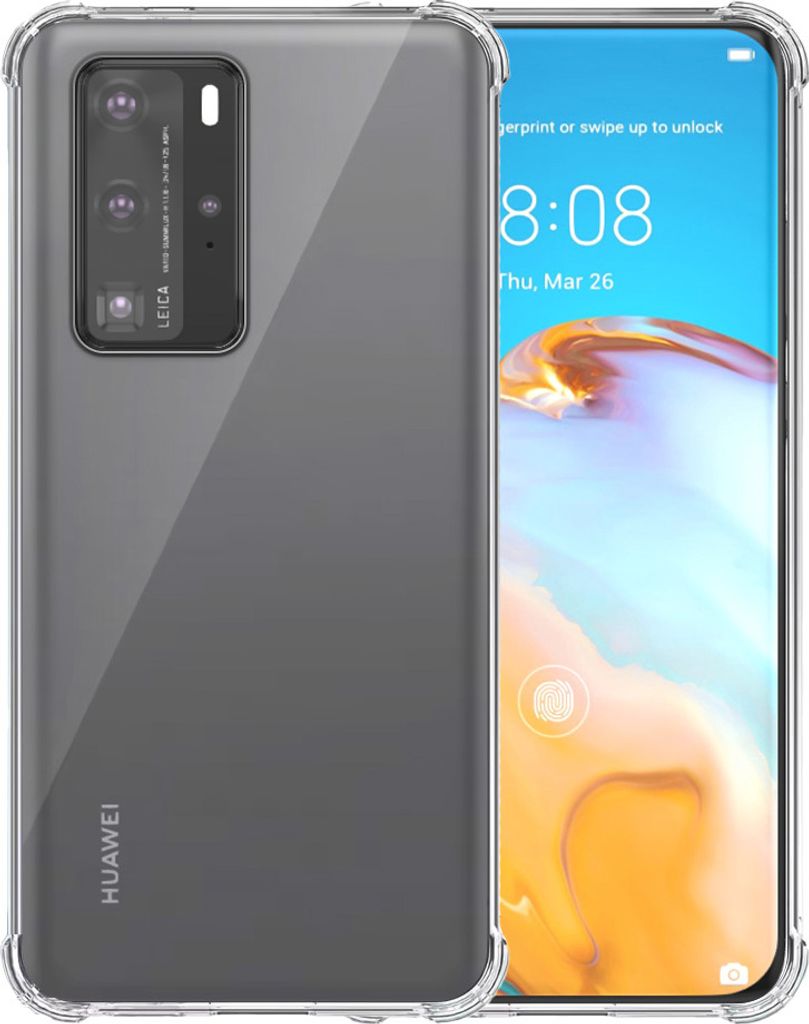 Smartphonica Telefon Fall geeignet für Huawei P40 Pro Transparent Shockproof - Shockproof TPU SIlicone Backcover Case mit Bumper Transparent