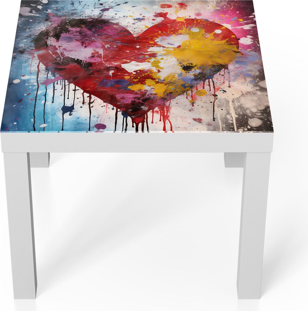 DEQORI Couchtisch 55x55 cm Weiß 'Lebendiges Liebesleuchten' Glas Beistelltisch Glastisch modern