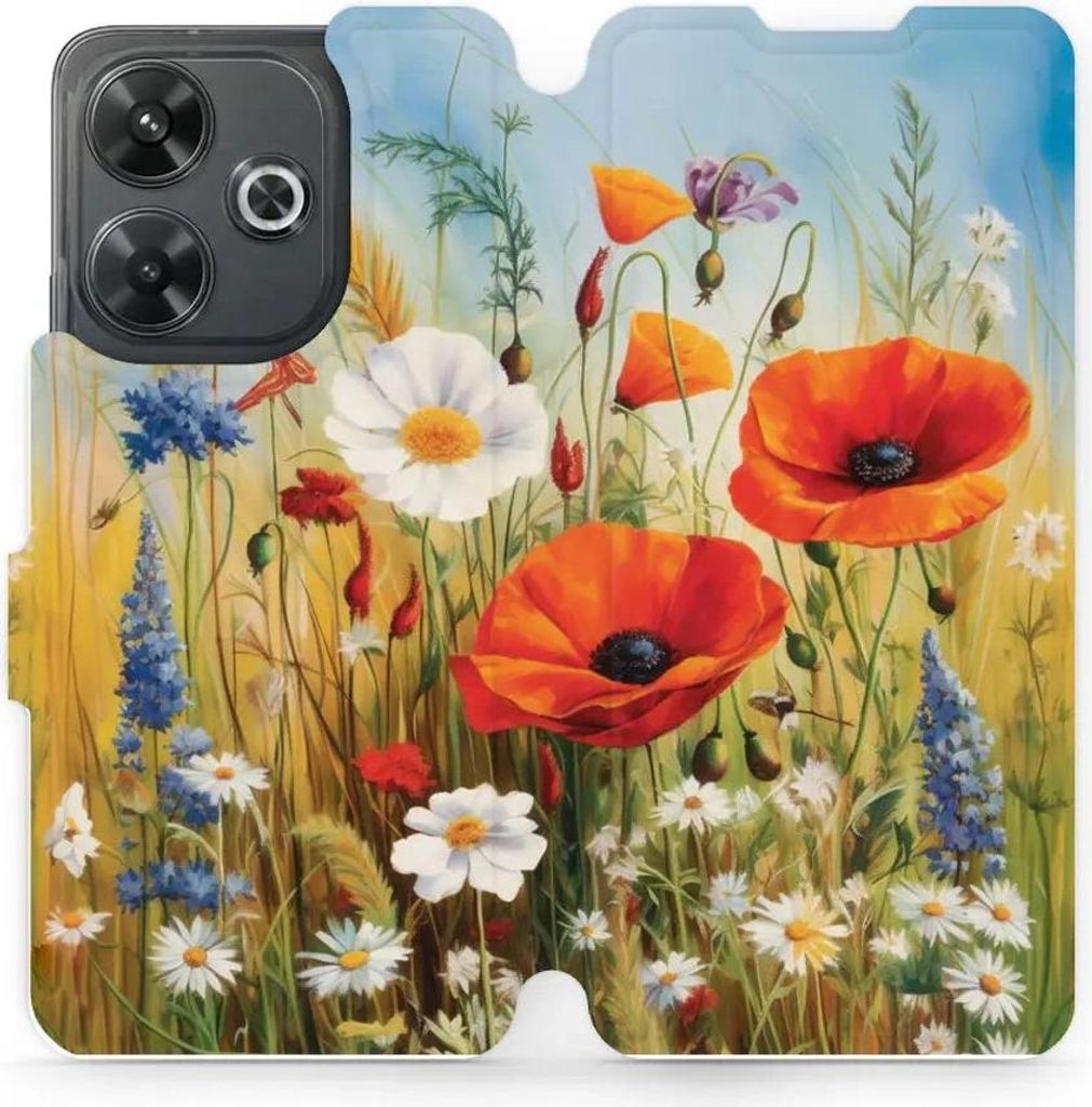 Handyhülle mit klappe für Xiaomi Redmi 13 4G, Mobiwear Book, Wiesenblumen
