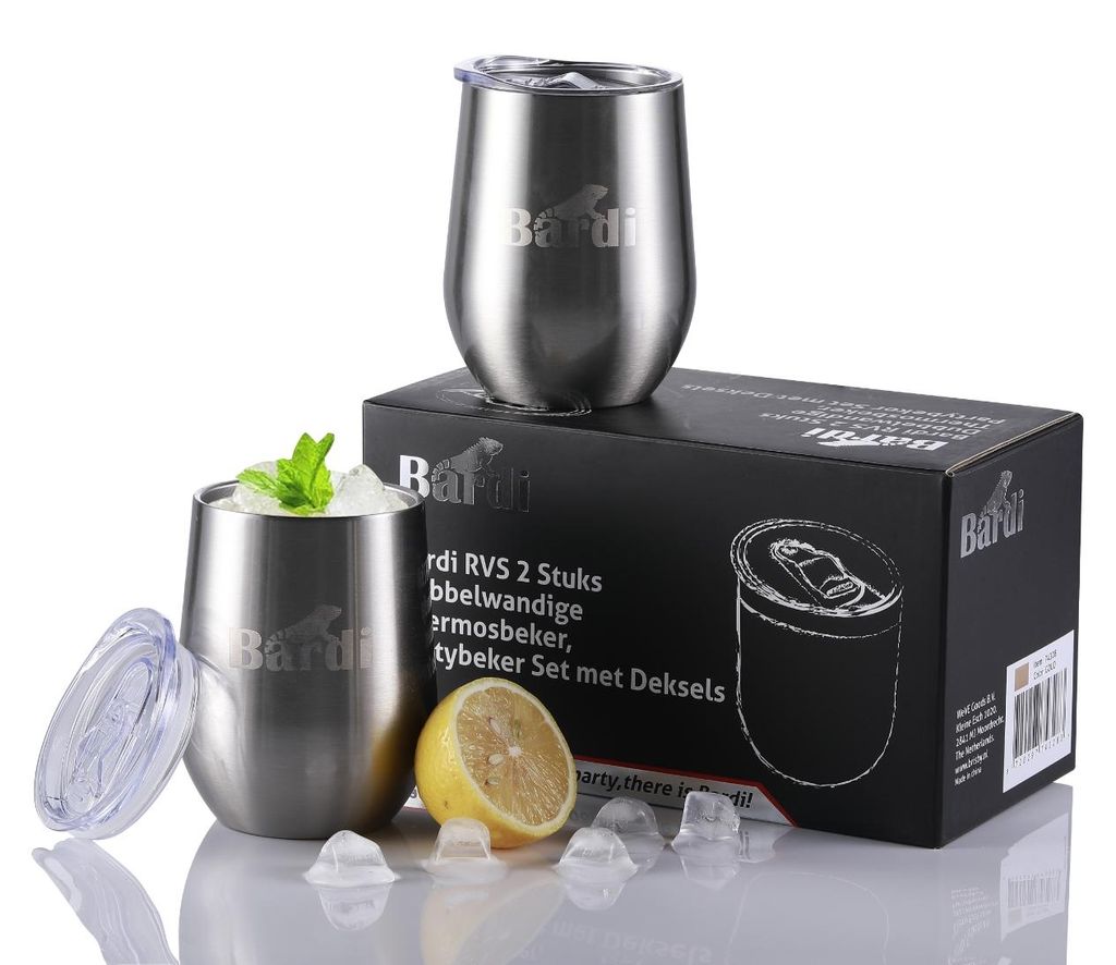 Bardi Thermosbecher-Set – Doppelwandig – Edelstahl – 360 ml – Edelstahl