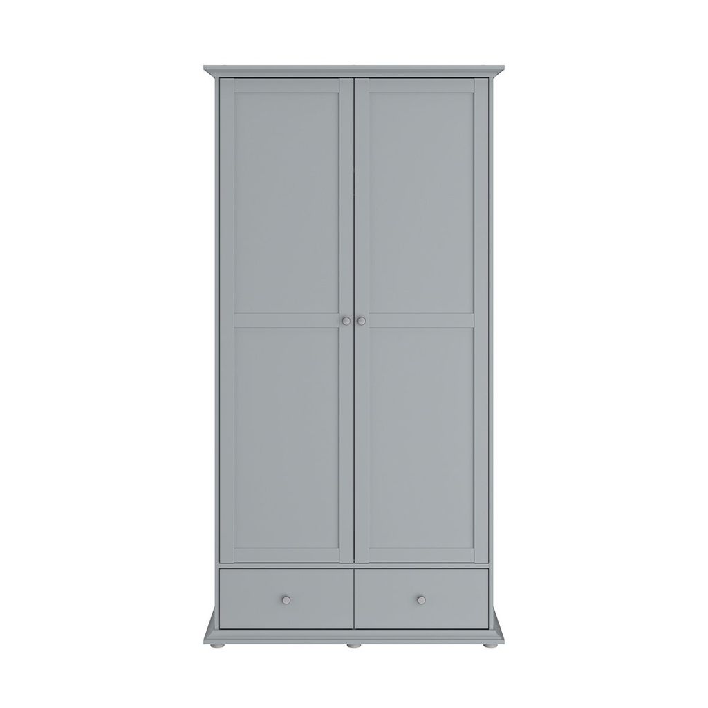 Kleiderschrank 2 Türen 2 Schubladen mit Kleiderstange L104 cm - Margaux