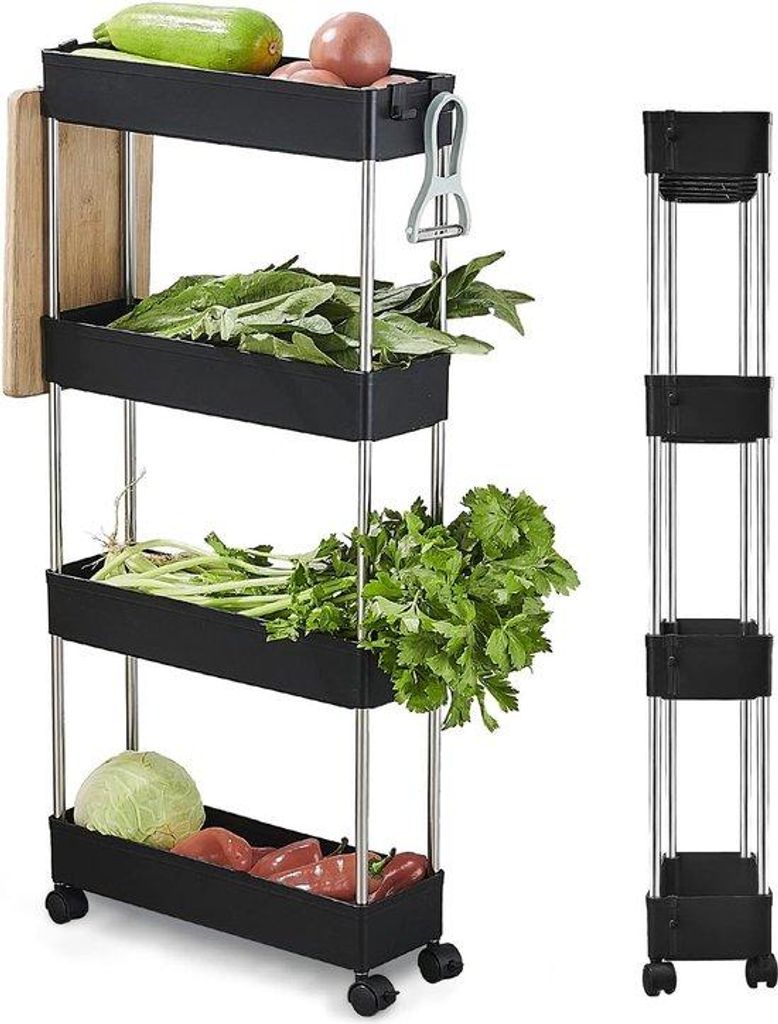 Kunststoff-Opbergrack für Küche, Büro, Bad, Waschküche, 40 x 13 x 86 cm, 4 Ebenen