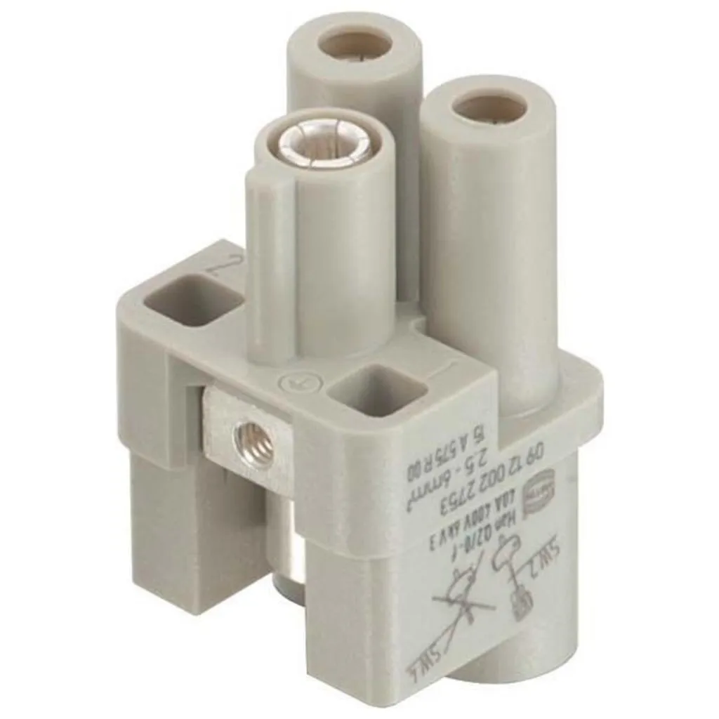 Insert Han Q2/0 femelle raccordement à vis axial 40A 2 pôles + PE