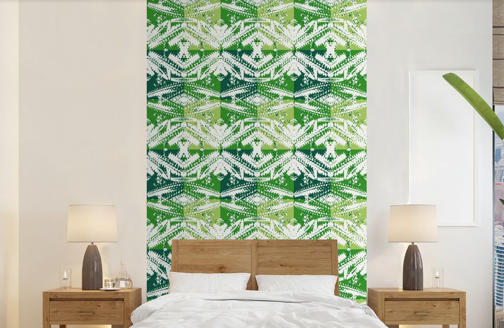 MuchoWow Fototapete für Wohnzimmer oder Schlafzimmer Wandtapete Vinyl Motivtapete Kaktus - Pflanzen - Muster - 150x240 cm - Tapeten