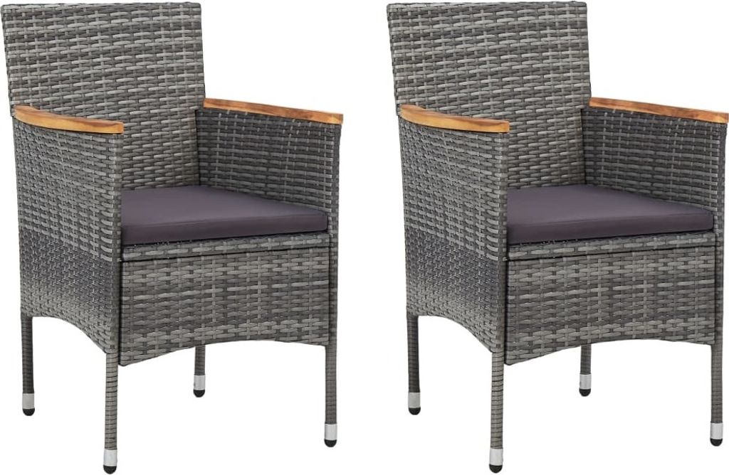 Maison Exclusive - Garten-Essstühle 2 Stk. Poly Rattan Grau
