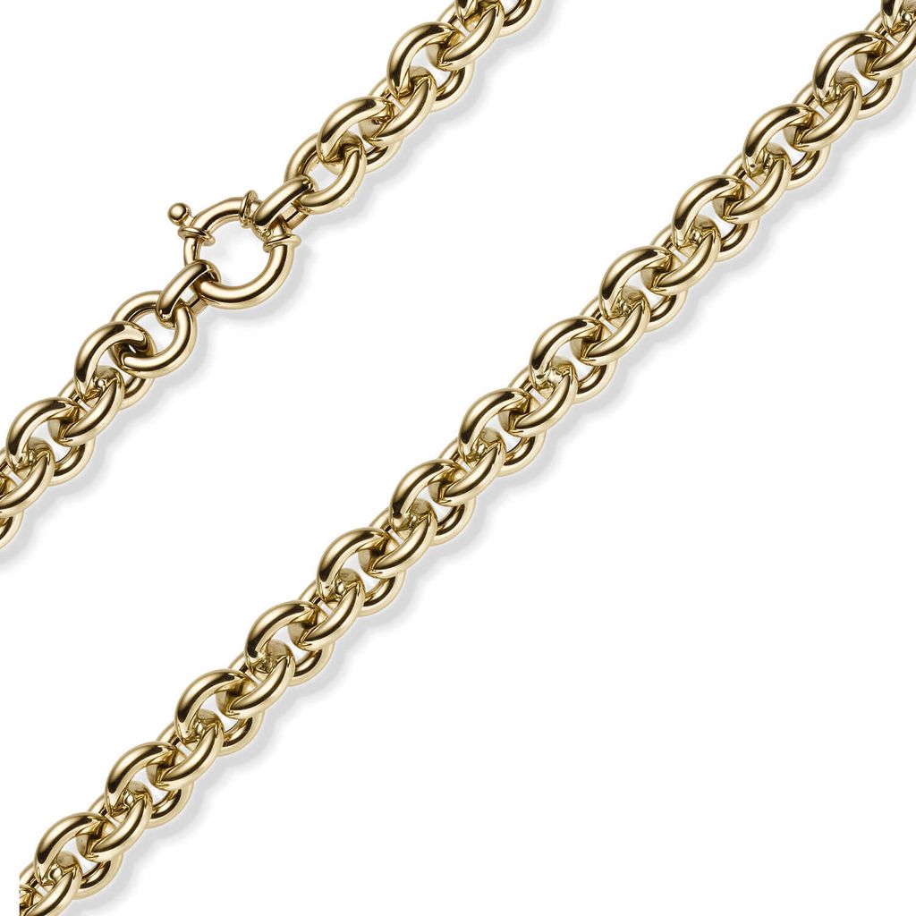 10mm Armband Armschmuck Rund-Ankerkette Ringelkette aus 585 Gold Gelbgold 19cm