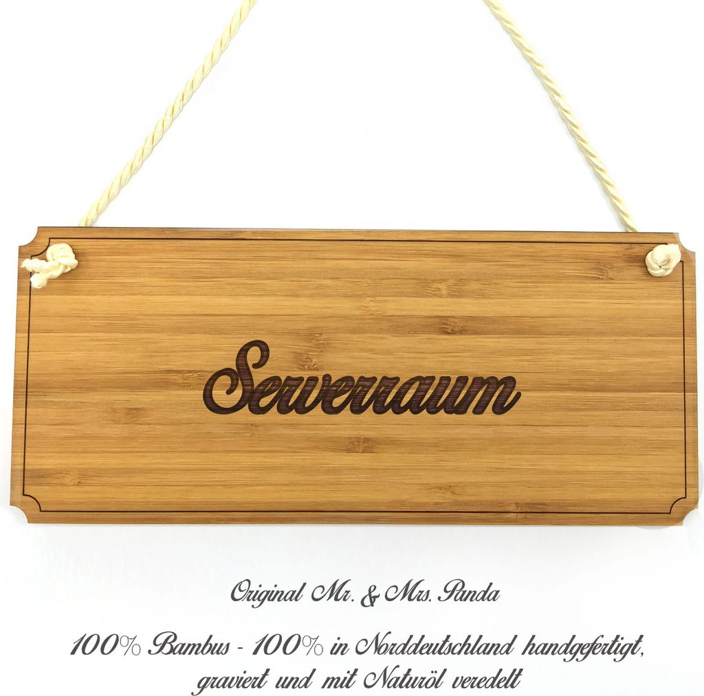 Mr. & Mrs. Panda Schild Serverraum - Geschenk, Firmenschild, Shabby, Holzschild, Landhaus, Graviert, Türschild, Geschenkidee, Werbeschild, Wegweiser