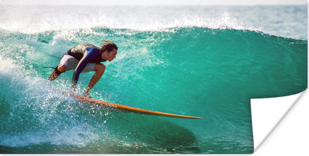 MuchoWow Poster Wellen surfen 40x20 cm - Poster für die Wand - Poster Schlafzimmer