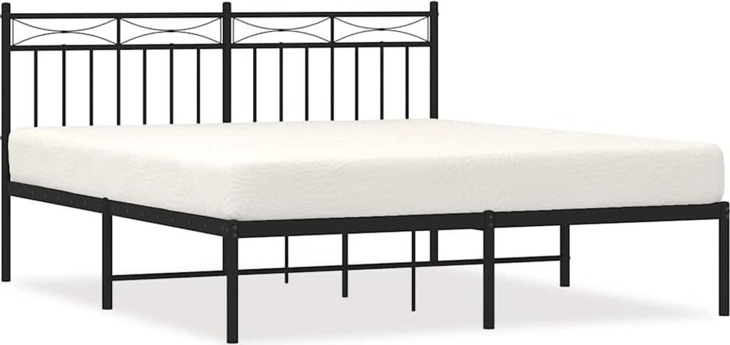 vidaXL Bettgestell mit Kopfteil Metall Schwarz 150x200 cm