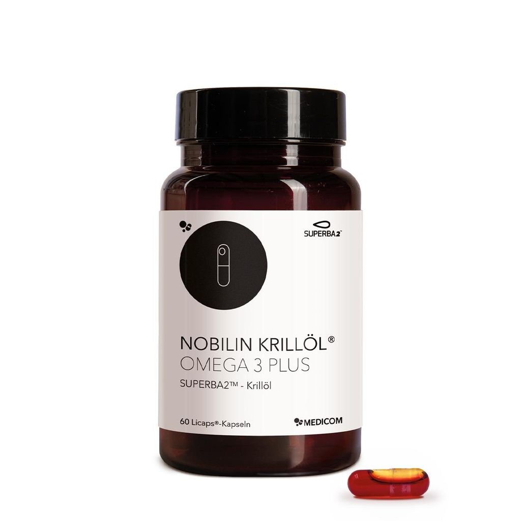 Medicom Nobilin Krillöl Omega 3 Plus mit Omega 3-Fettsäuren, Phospholipiden und Astaxanthin, 60 Kapseln, für dein Wohlbefinden