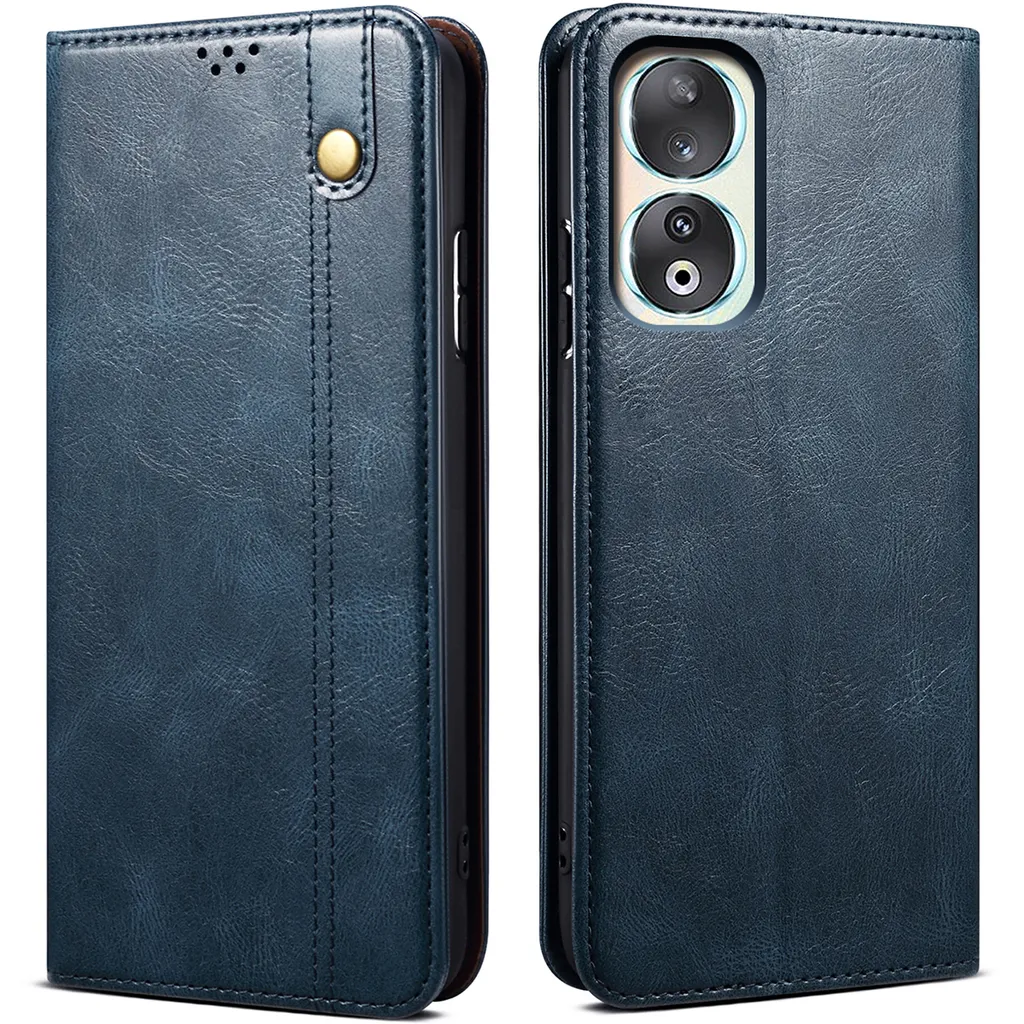 Custodia Honor 90 Flip Blu: Pelle, Stand e Slot Carte
