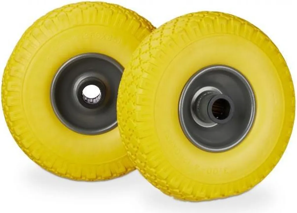 Roues de brouette increvables 2 pcs en polyuréthane jaune haute densité