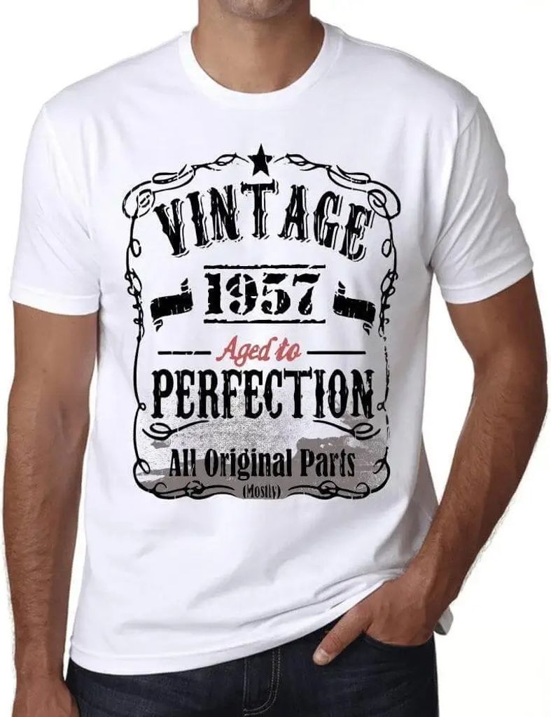 Herren Grafik T-Shirt Alle Originalteile bis zur Perfektion gealtert 1957 – All Original Parts Aged to Perfection 1957 – Geschenk 67. Geburtstag