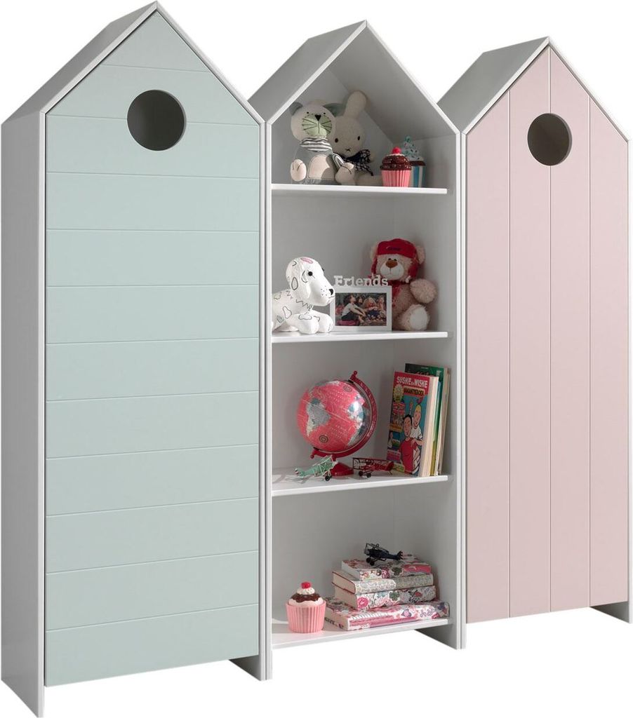 Regalschrank Set Kania mit Standregal MDF+Holzwerkstoff Grün + Rosa