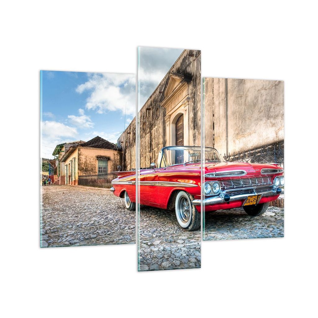 Bilder auf glas - Auto Klassiker Kuba Chevrolet - 95x80cm - Glasbilder - Wandbilder - Kunstdruck - zum Aufhängen bereit - Wanddekoration aus Glas ...