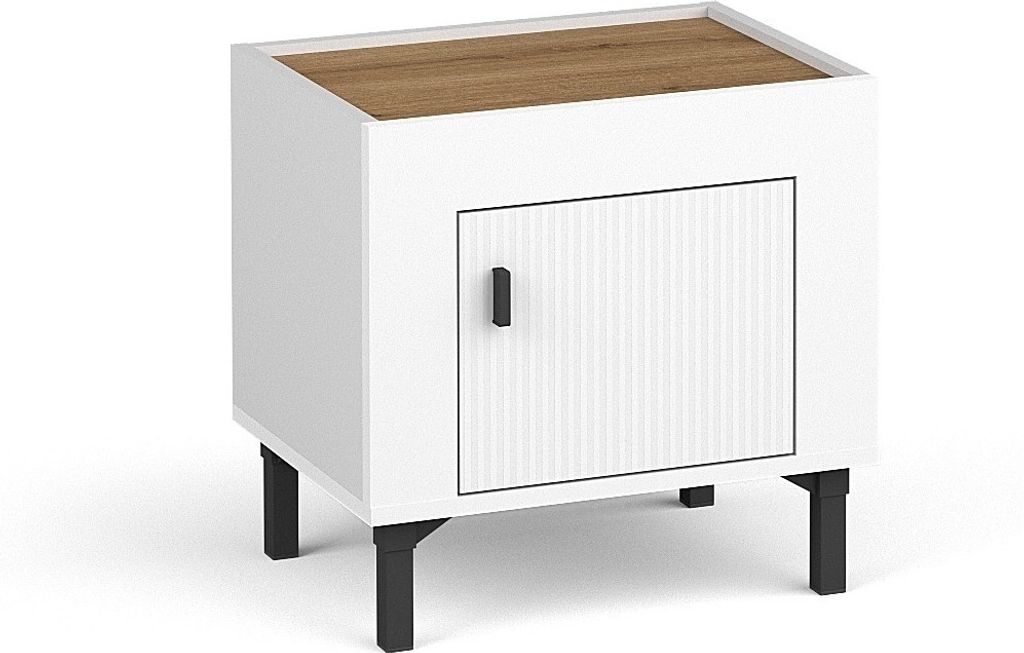 Nachtschrank Mossa Mo11 Nachttisch 48X47X36Cm 1 Türiger Nachtkästchen Weiß
