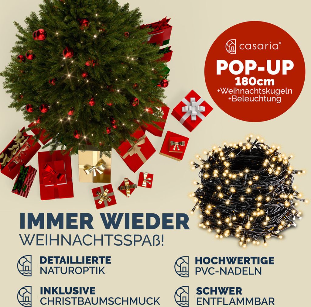Umělý vánoční stromek Pop-Up včetně ozdob a LED osvětlení Obrázek produktu 11