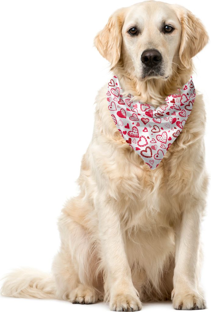 ABAKUHAUS Gekritzel Haustier Bandana, Valentine Hearts Pfeil, 55x55 cm, Magenta Ruby-Weiß