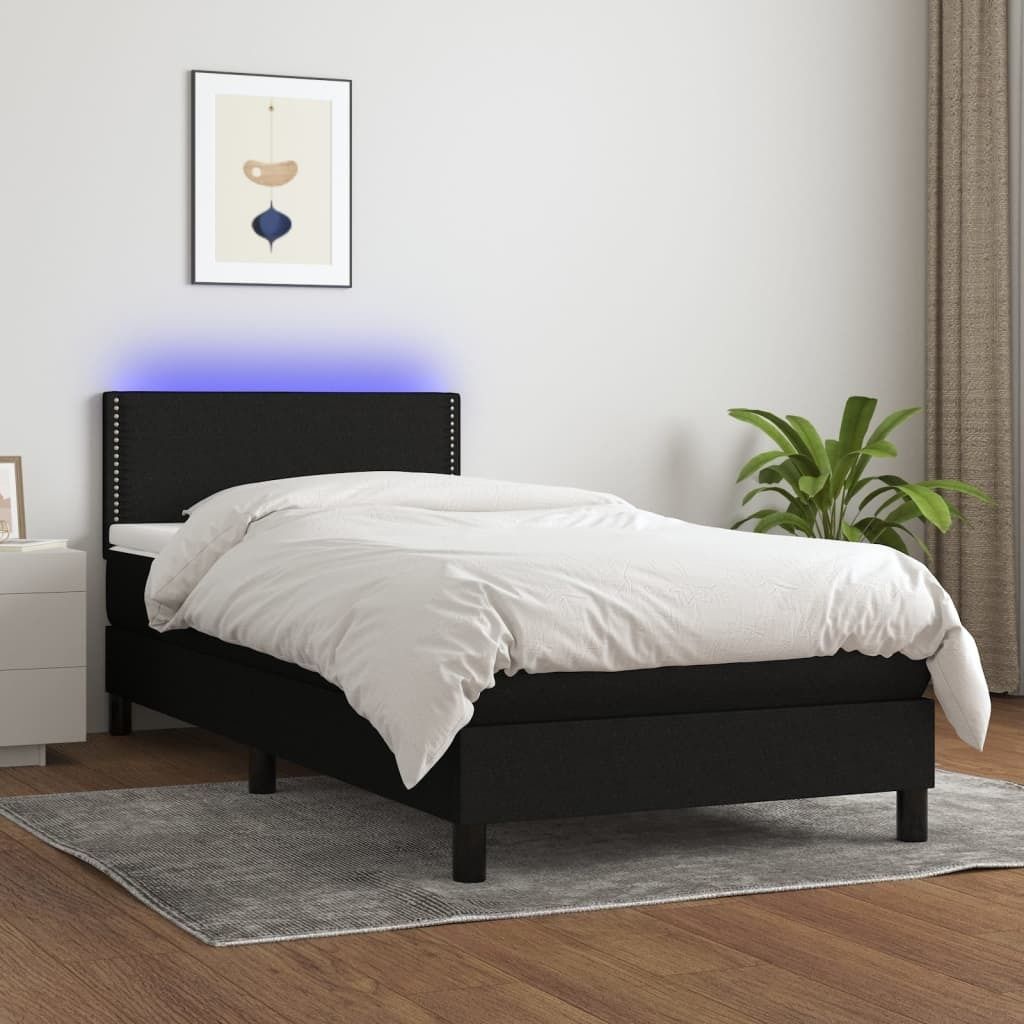 Maison Exclusive - Boxspringbett mit Matratze & LED Schwarz 90x200 cm Stoff