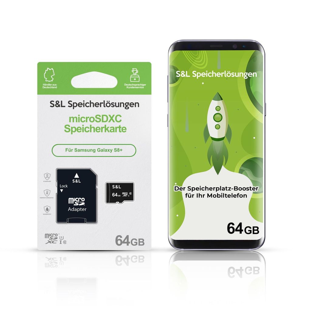 microSD Speicherkarte S&L für Samsung Galaxy S8+ - Speicherkapazität: 64 GB