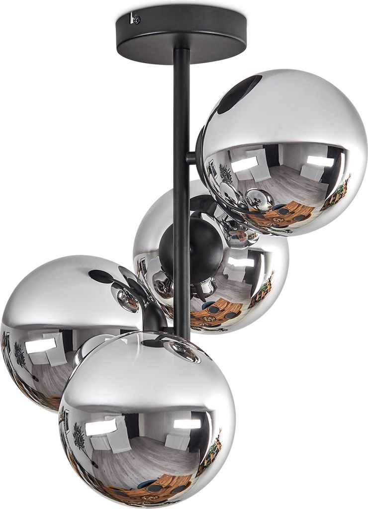 Fossobiubo Deckenlampe aus Metall/Glas in Schwarz/Chromfarben