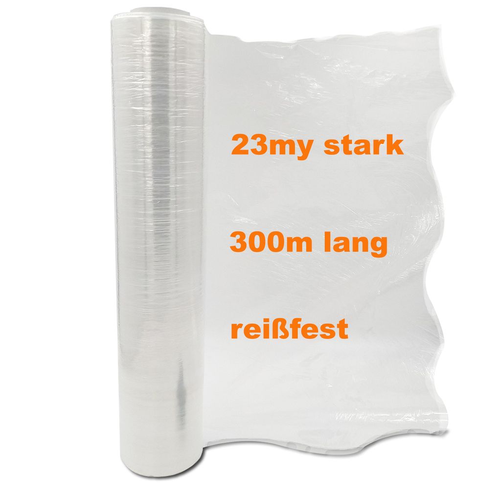 2x Stretchfolie Wickelfolie Palettenfolie Packfolie transparent 500 mm 300 m 