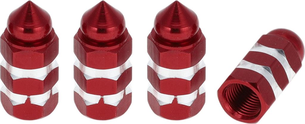 Reifenventilkappen Dekorative rote spitz zulaufende Reifenventil-Staubschutzabdeckungen 7x25,4mm Aluminiumlegierung 4 Stück