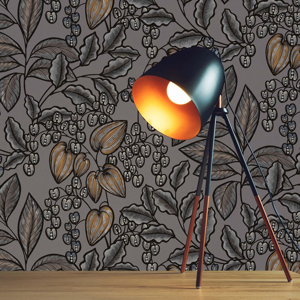 TADESSI Tapete Blumen Mario M1-No.1452 Vliestapete Grau Braun Floral Natur Wohnzimmer Schlafzimmer Küche