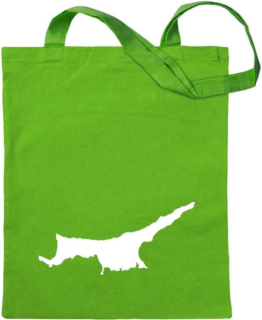 Kiwistar - Baumwolltasche - hellgrün - Nordzypern Umriss Kontur - Tragetasche Stoffbeutel Umhängetasche Langer Henkel