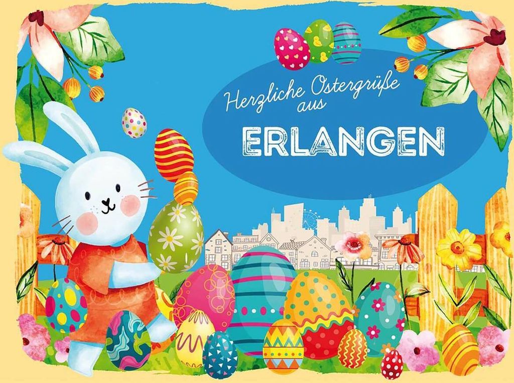 vianmo Holzschild 30x40 cm Ostern Ostergrüße ERLANGEN
