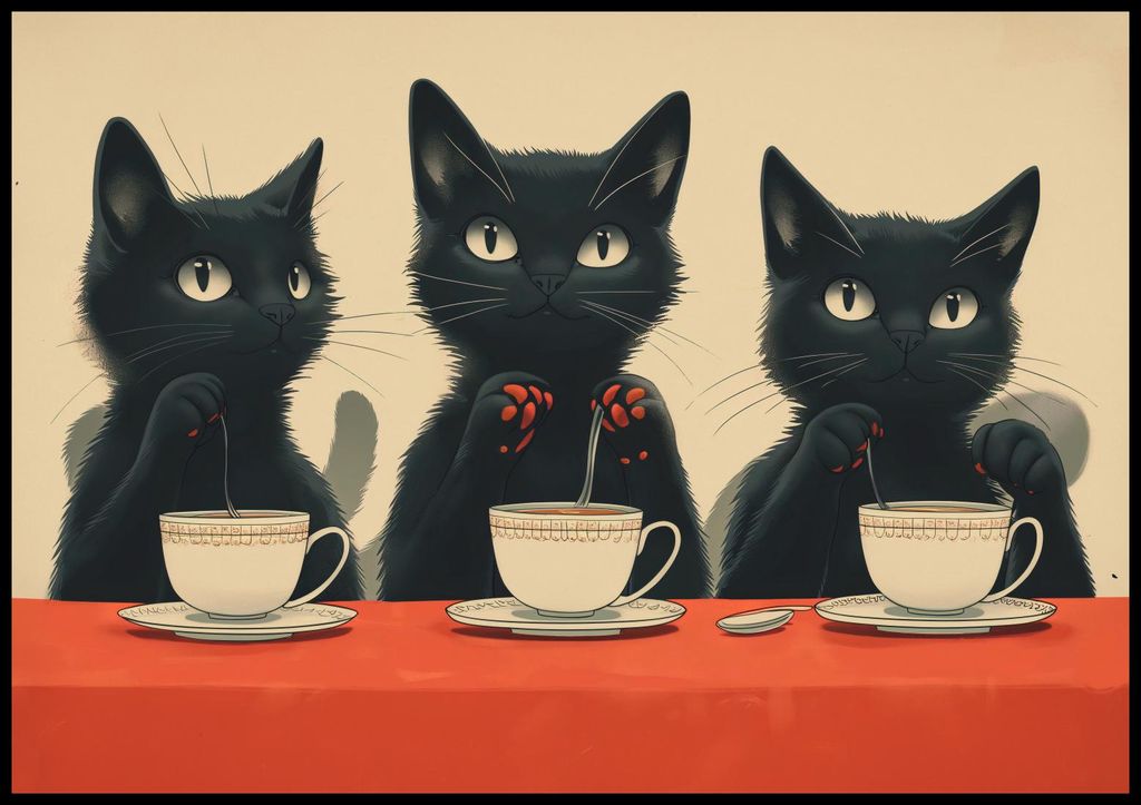 Plakat 100x70cm Schwarzes Katzen-Café