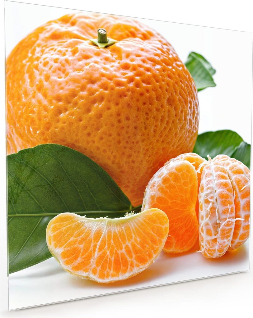 Küchenrückwand Spritzschutz Glas mit Motiv Frische Mandarine 40 x 40 cm