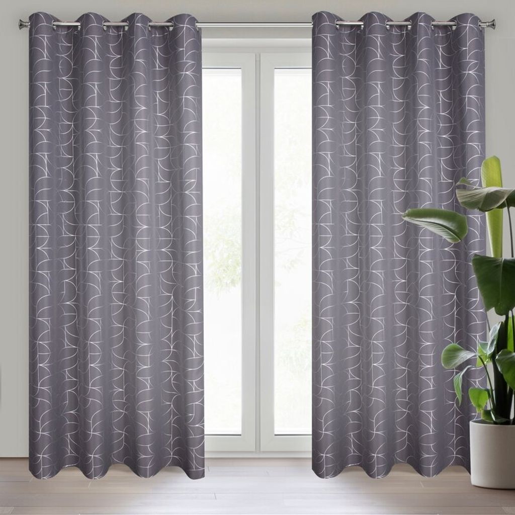 Vorhang EVI dunkelgrau silber 140x250 cm Ösen Ösenvorhang