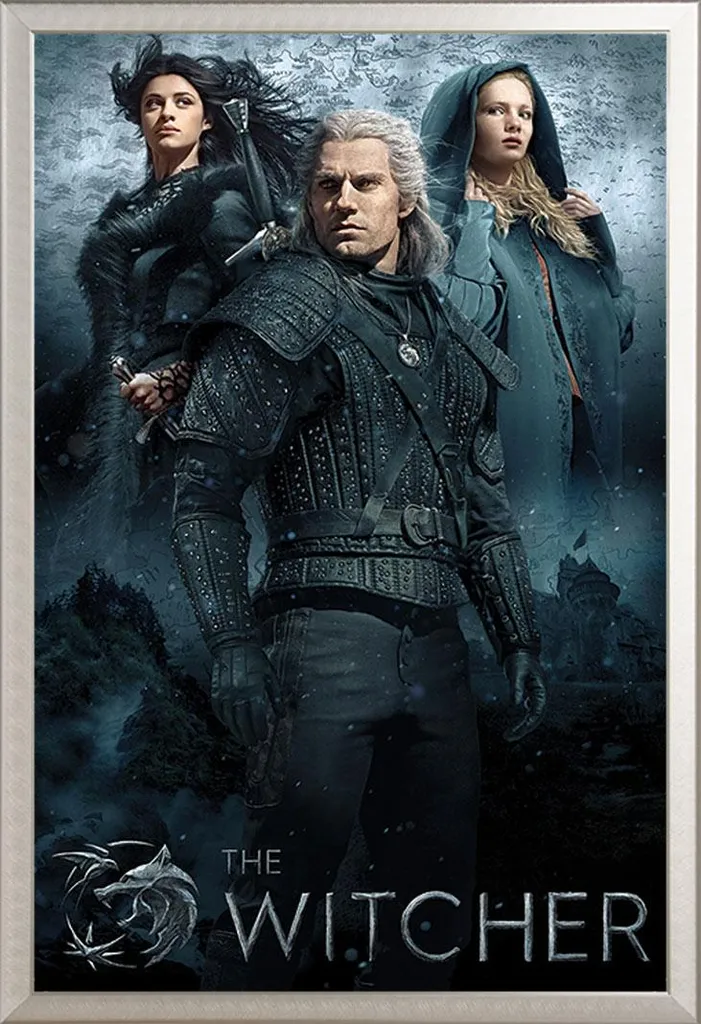 Poster The Witcher avec Cadre Aluminium Shinsuke : Fini les Affiches Plissées