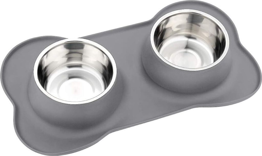 Hundenapf Edelstahl Hundenapf No Overflow Hundefutternapf Rutschfeste Silikonmatte Futternapf Welpenfutternapf Kleine und mittelgroße Hunde,Katzen...